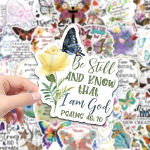 Christian Bible verse stickers with inspirational scripture quotes for journaling and planners.