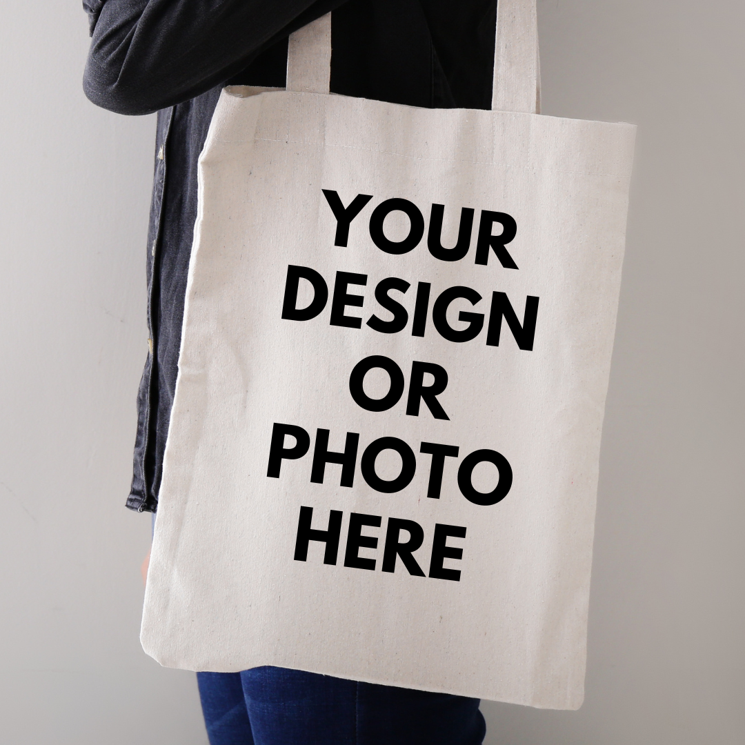 Personalised tote bag Personalized printed tote bag with custom name or photo on durable canvas material.