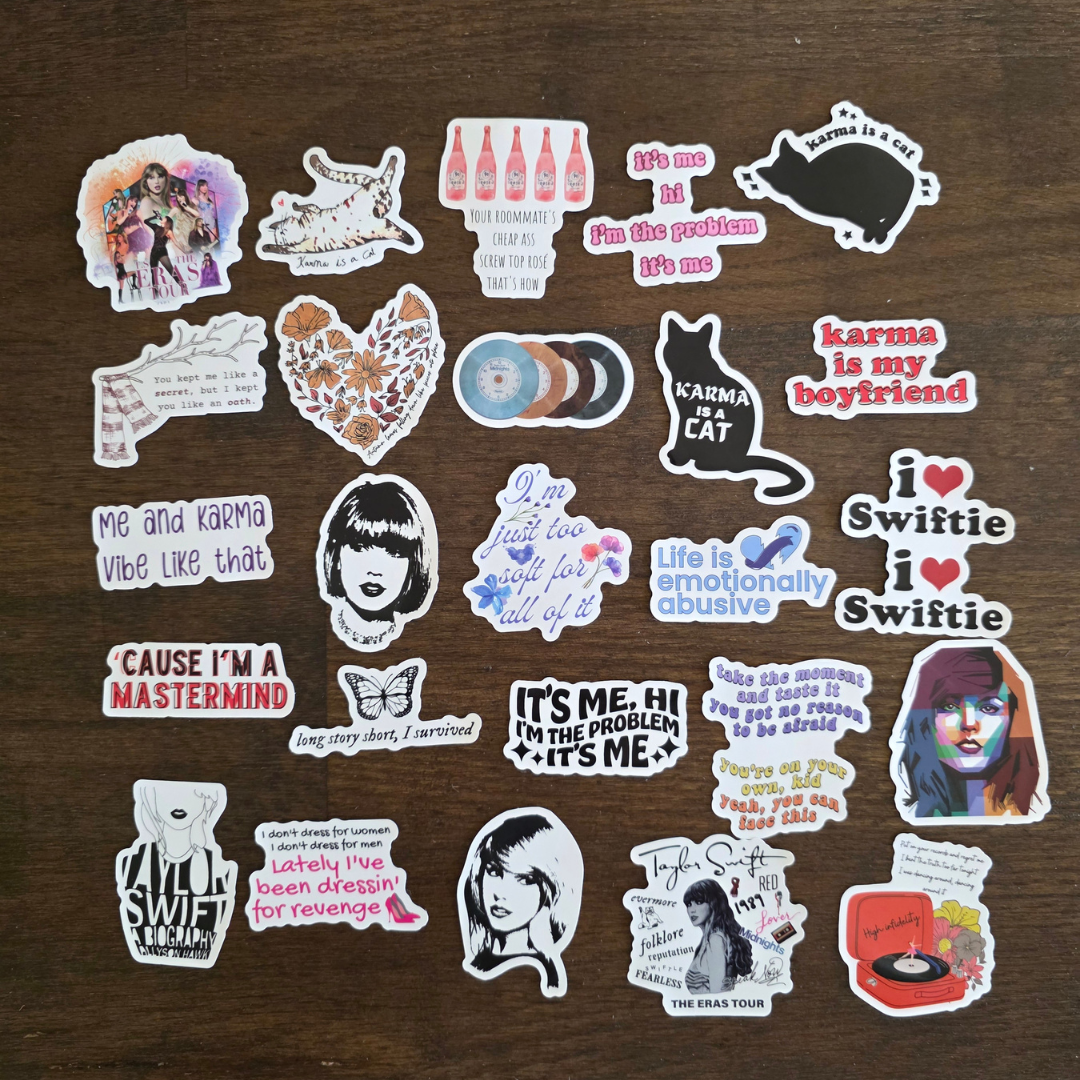 Taylor Swift stickers Taylor‑inspired aesthetic stickers featuring cute designs inspired by different eras.
